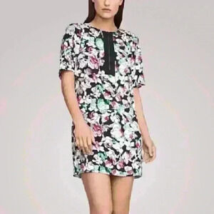 BCBGMAXAZRIA  black and Floral-Print Shift Dress small